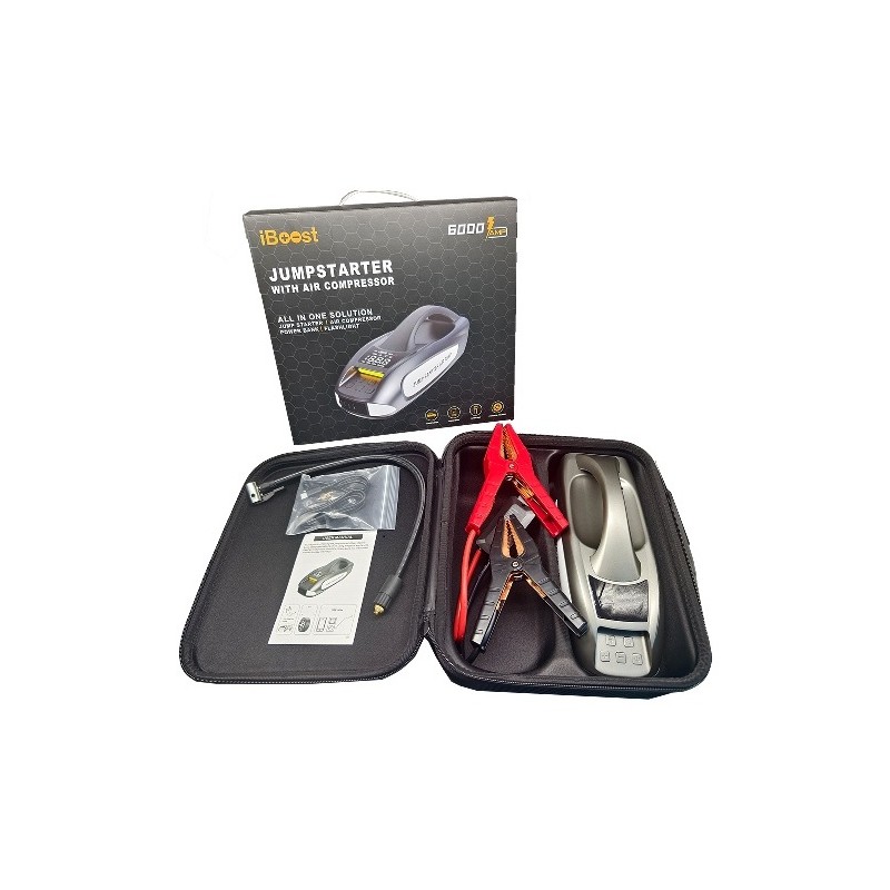 JT-L084 Portable 4-in-1 Battery Jump Starter with Air Compressor